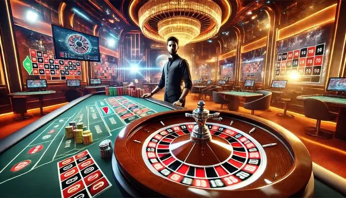 Layar permainan kasino langsung istana bet menampilkan dealer bersertifikat di studio HD multi-kamera